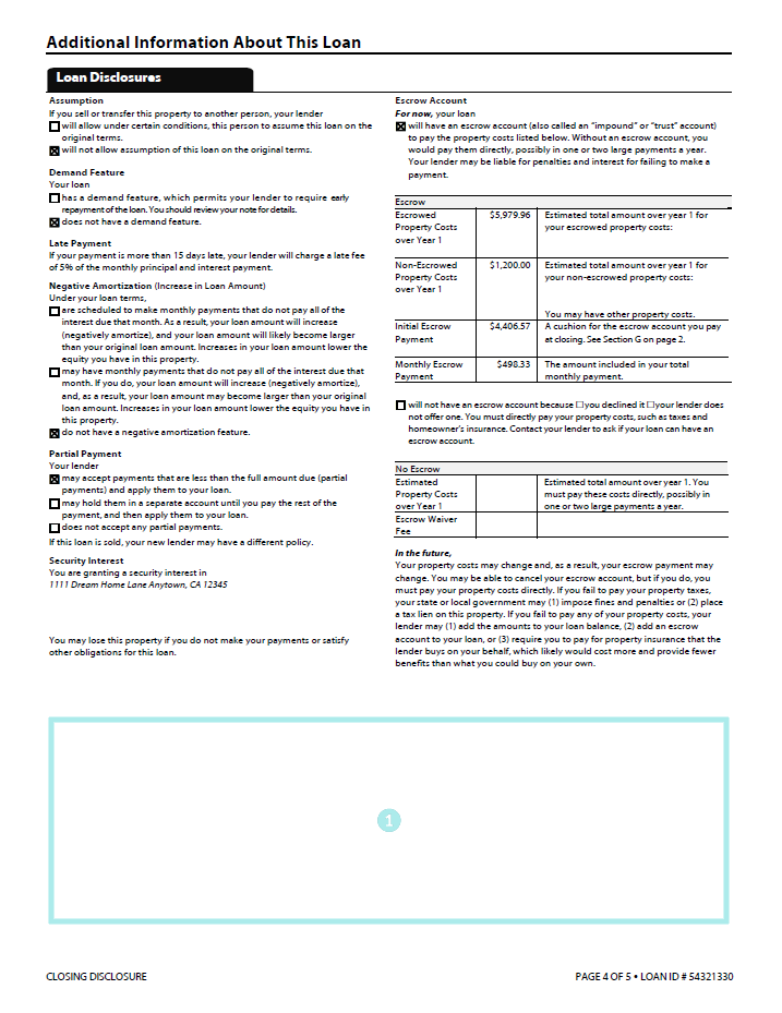Mortgage Closing Disclosure Page 4